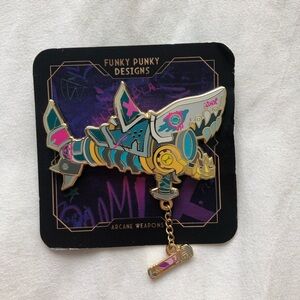 Shark Arcane Weapon Enamel Pin - Teal & Pink